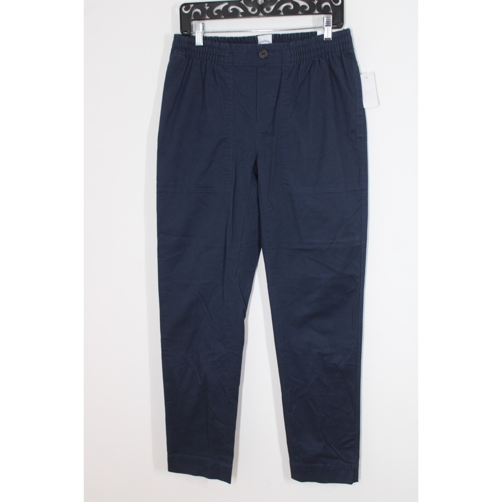 NWT Brooks Brothers M Blue Cotton Stretch Pull On Drawstring Pants